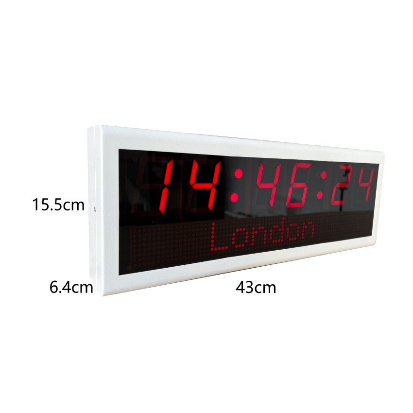 White PoE digital wall clock