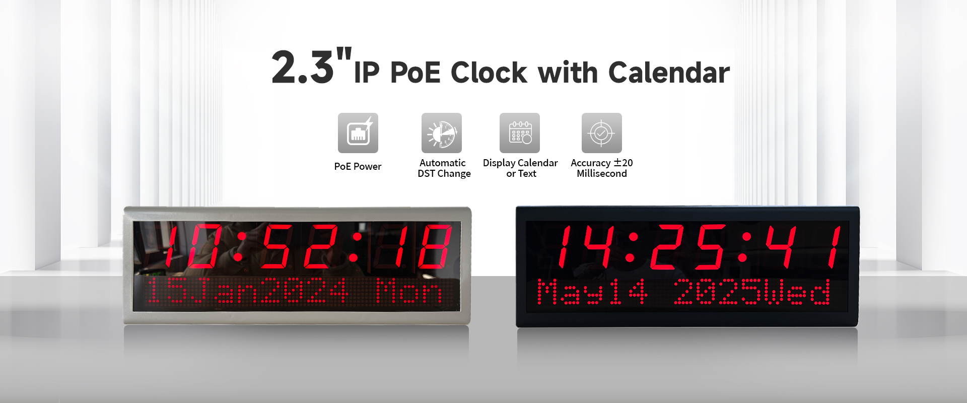 IP PoE Digital Calendar Clock